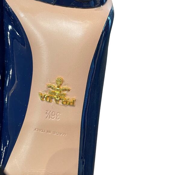 Prada Royal Calzature Donna Pumps Navy Blue Patent Leather Womens 36.5 / US 6.5 - Picture 7 of 10